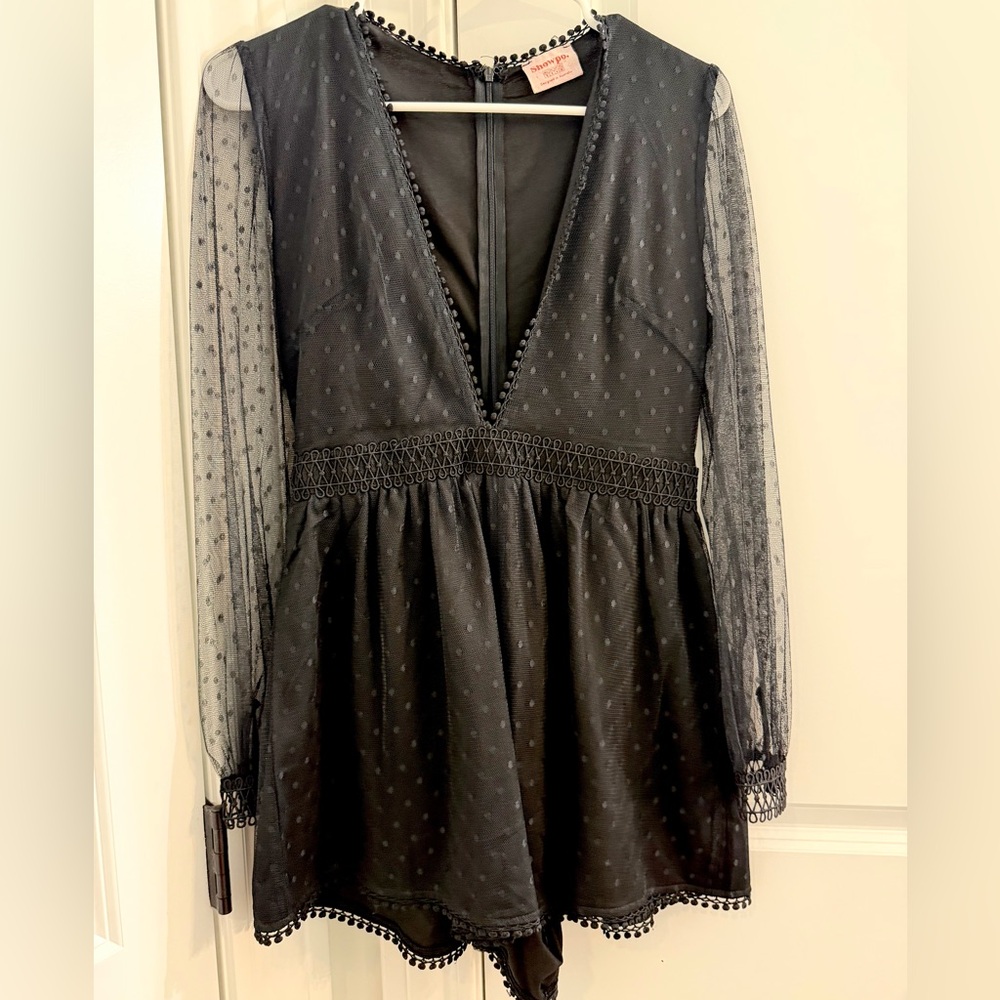 Showpo Black Romper with Pom Pom Detail